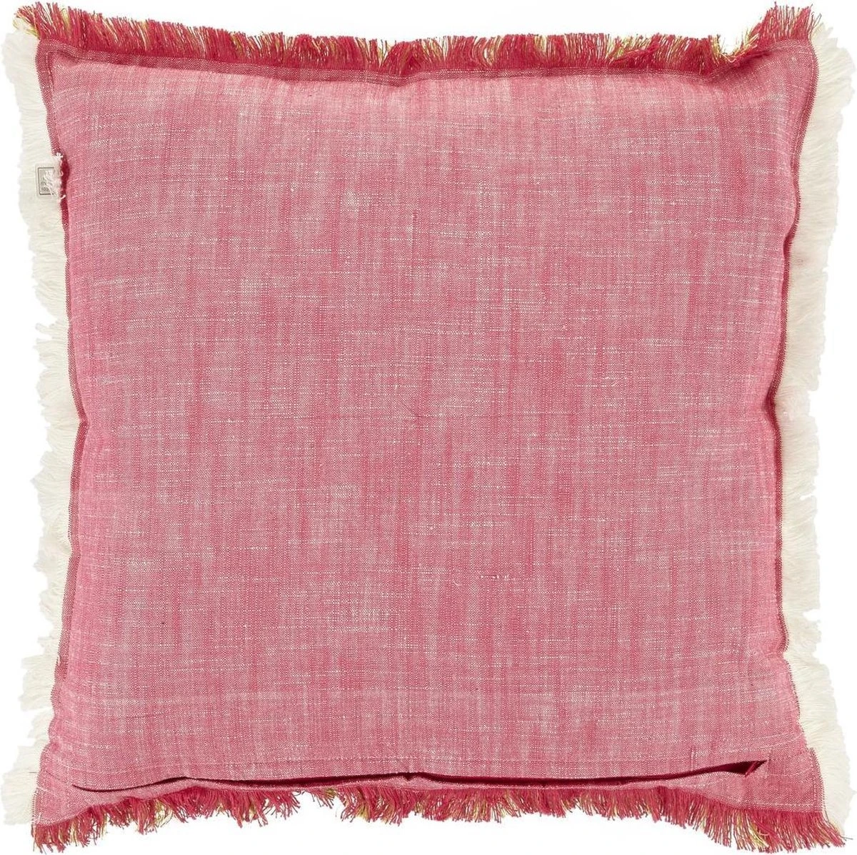 Dutch Decor - GANES - Sierkussen 100% Katoen 45x45 Cm - Lime - Geel - Roze - Rondom Franje 4 Dutch Decor - GANES - Sierkussen 100% Katoen 45x45 Cm - Lime - Geel - Roze - Rondom Franje - Afbeelding 2