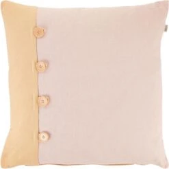 VARDEN - Sierkussen Met Knopen 45x45 Cm - Zalm - Roze - Oranje - Pasteltinten - Inclusief Binnenkussen