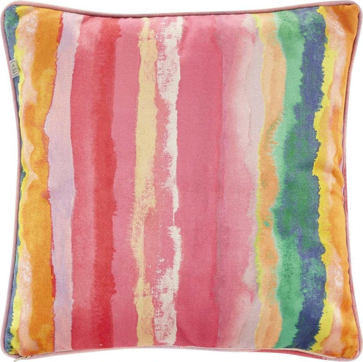 PRIEM - Sierkussen 45x45 Cm - Roze - Geel - Rood - Oranje - Streepjes - Inclusief Binnenkussen 4 PRIEM - Sierkussen 45x45 Cm - Roze - Geel - Rood - Oranje - Streepjes - Inclusief Binnenkussen - Afbeelding 2