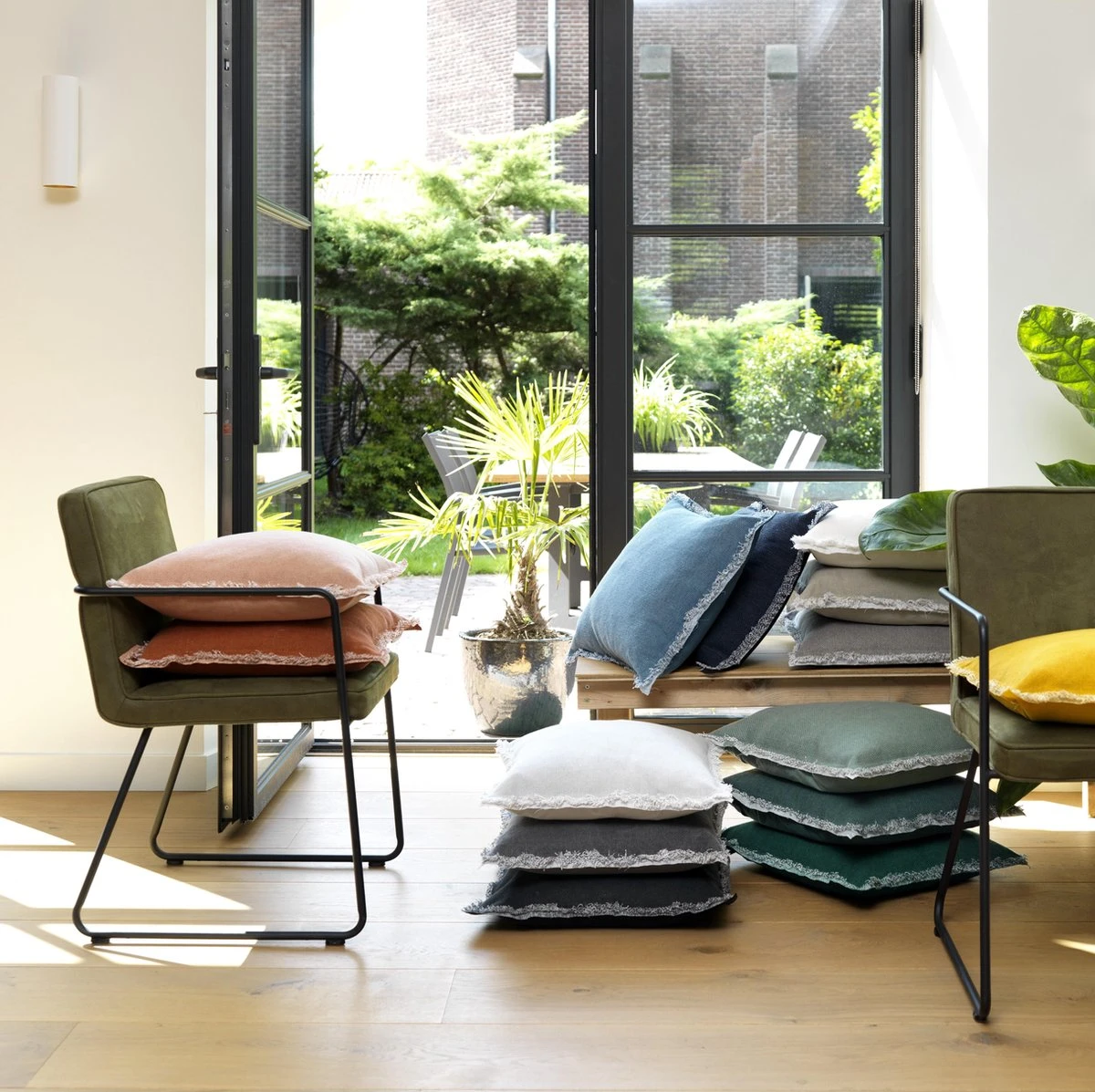 BURTO - Sierkussen Van Gewassen Katoen Jadeite 45x45 Cm - Inclusief Binnenvulling 8 BURTO - Sierkussen Van Gewassen Katoen Jadeite 45x45 Cm - Inclusief Binnenvulling - Afbeelding 6