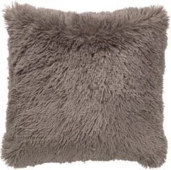 FLUFFY - Kussenhoes Unikleur 45x45 Cm - Driftwood - Taupe - Exclusief Binnenkussen