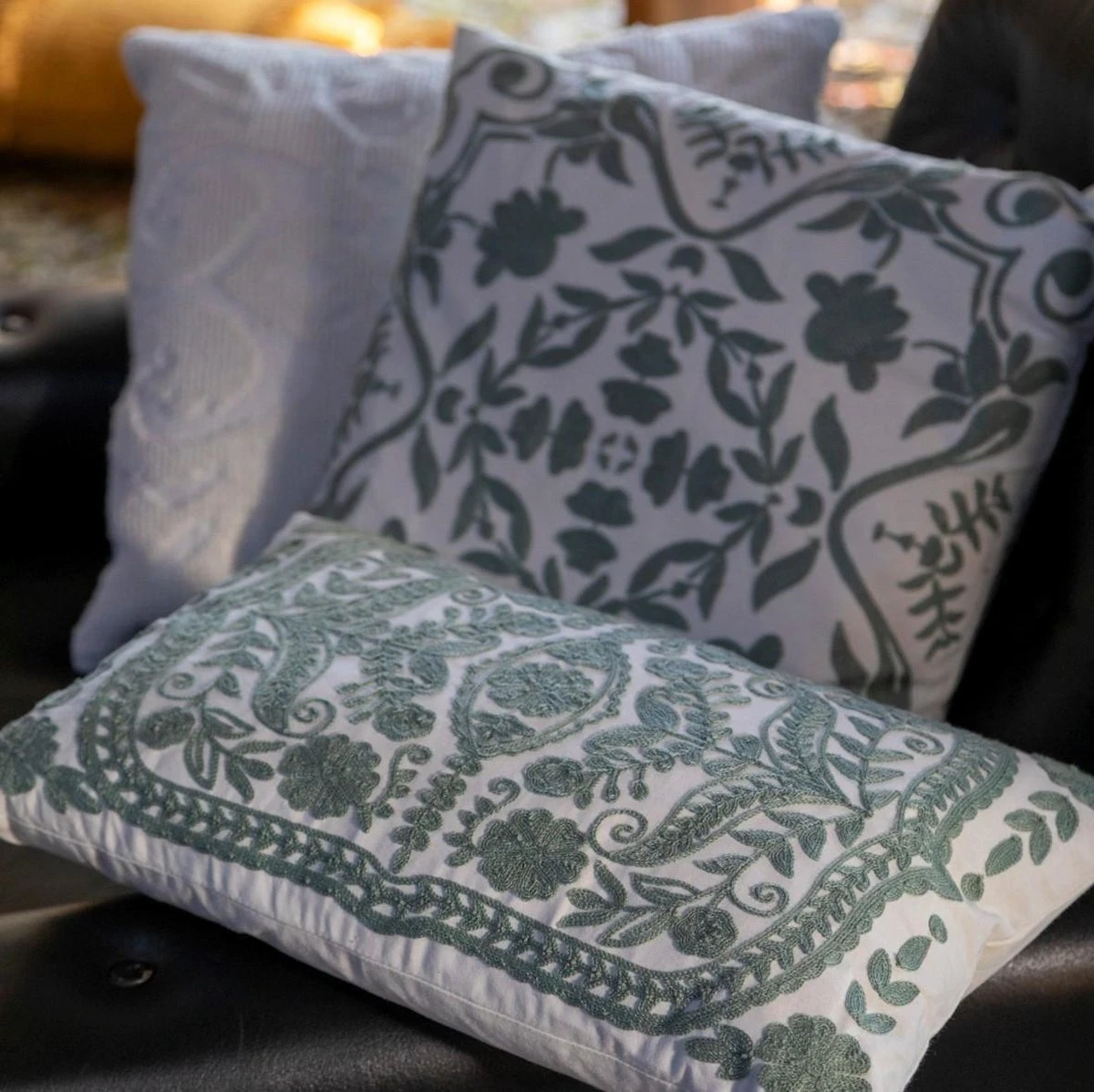 MIMI - Kussenhoes Van Katoen 30x50 Cm - Jadeite - Groen En Wit - Exclusief Binnenkussen 5 MIMI - Kussenhoes Van Katoen 30x50 Cm - Jadeite - Groen En Wit - Exclusief Binnenkussen - Afbeelding 3