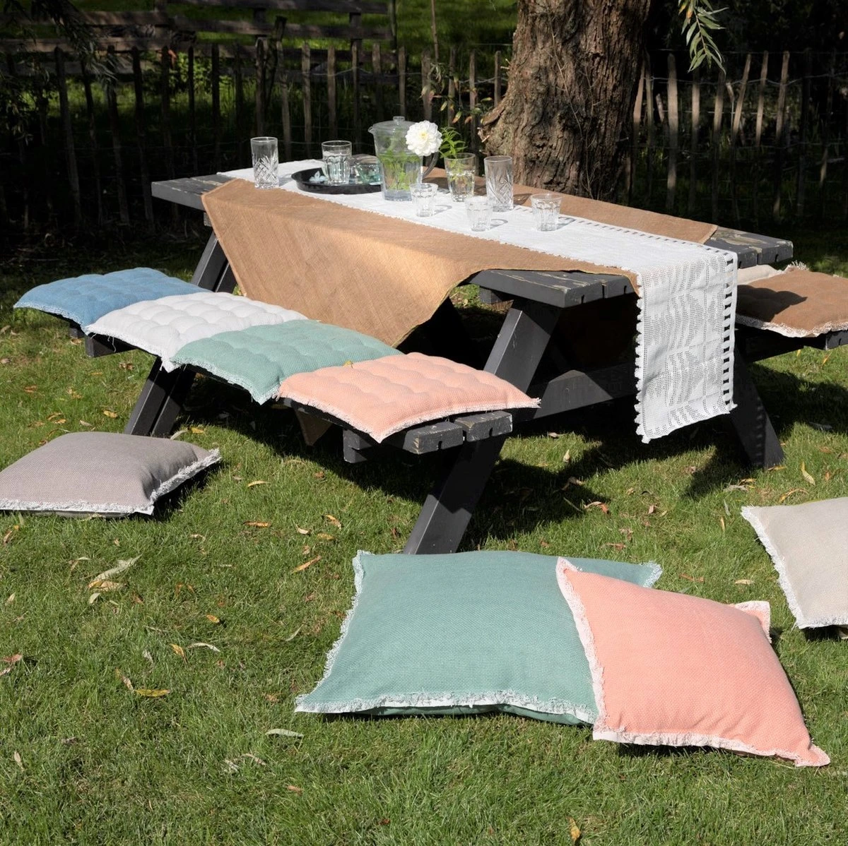 Set Van 4 - Dutch Decor BURTO - Stoelkussen Van Gewassen Katoen Muted Clay 40x40 Cm - Roze - Zitkussen 7 Set Van 4 - Dutch Decor BURTO - Stoelkussen Van Gewassen Katoen Muted Clay 40x40 Cm - Roze - Zitkussen - Afbeelding 5