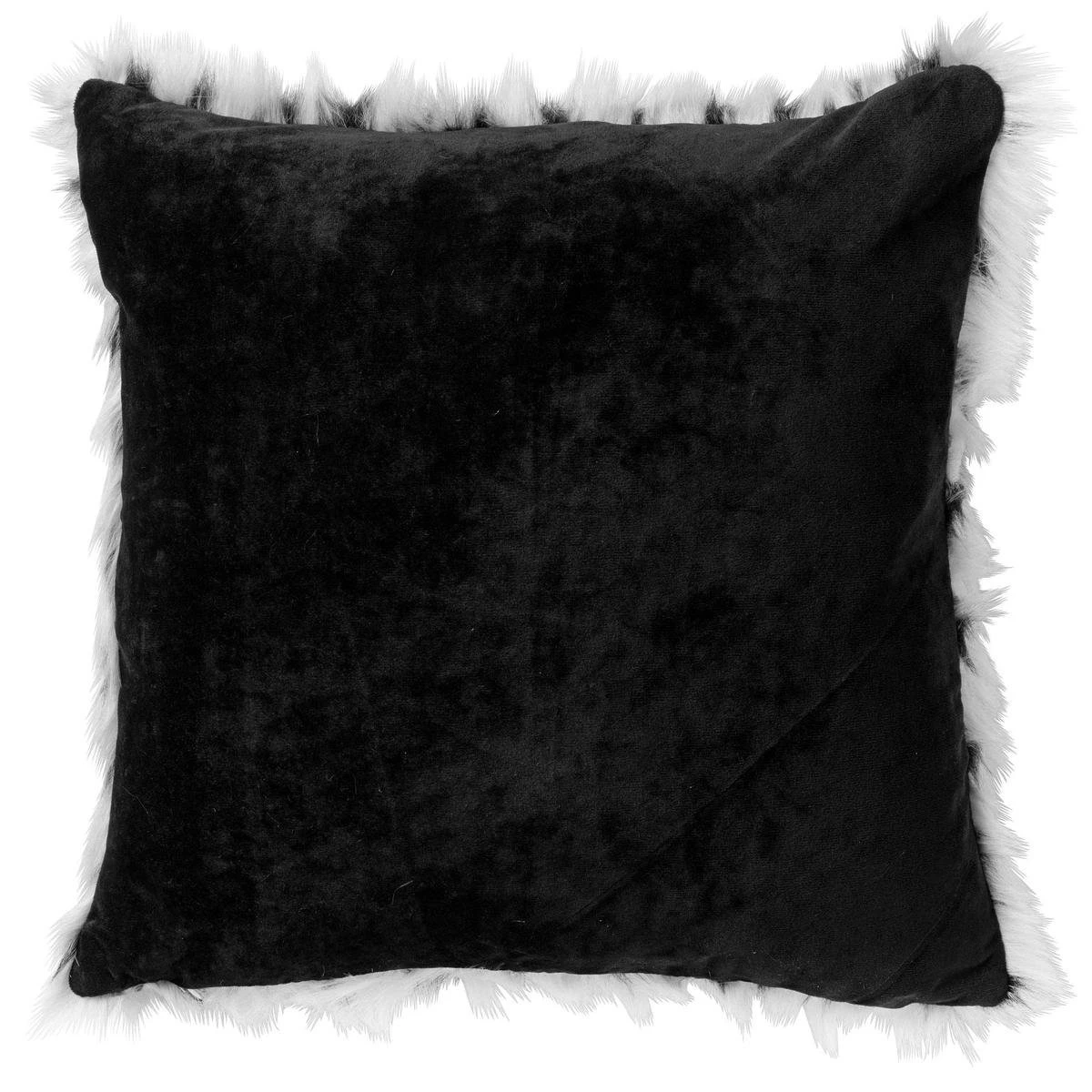 PHILOU - Sierkussen 45x45 Cm - Snow White - Wit En Zwart - Velvet - Fluffy - Inclusief Binnenkussen 4 PHILOU - Sierkussen 45x45 Cm - Snow White - Wit En Zwart - Velvet - Fluffy - Inclusief Binnenkussen - Afbeelding 2