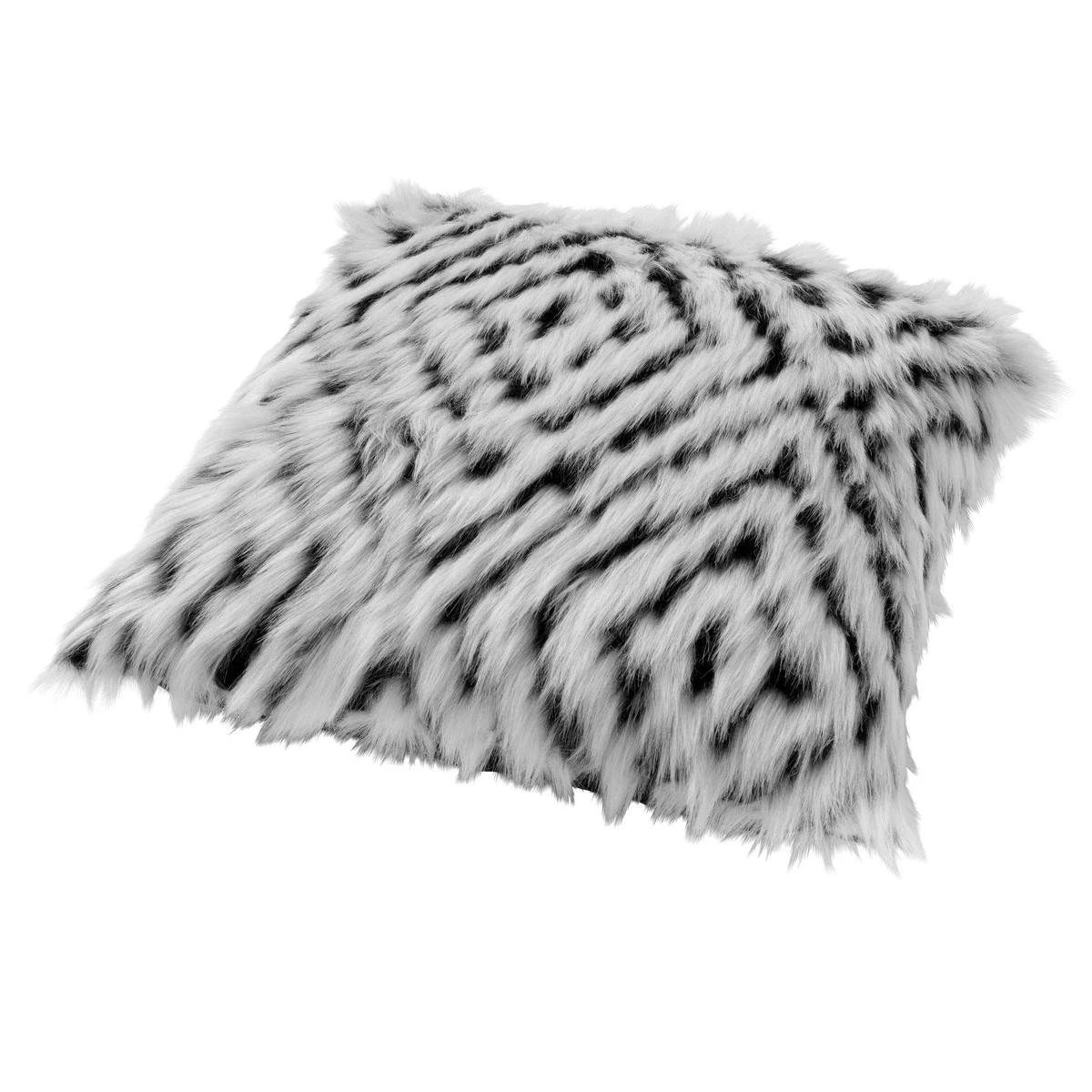 PHILOU - Sierkussen 45x45 Cm - Snow White - Wit En Zwart - Velvet - Fluffy - Inclusief Binnenkussen 5 PHILOU - Sierkussen 45x45 Cm - Snow White - Wit En Zwart - Velvet - Fluffy - Inclusief Binnenkussen - Afbeelding 3