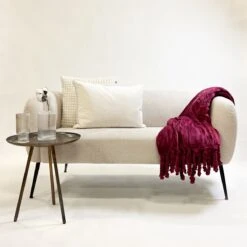 Dutch Decor - FLORIJN - Plaid Fleece 150x200 Cm - Red Plum - Donkerroze - Superzacht - Met Franjes - Deken -Dutch Decor 1200x1200 14