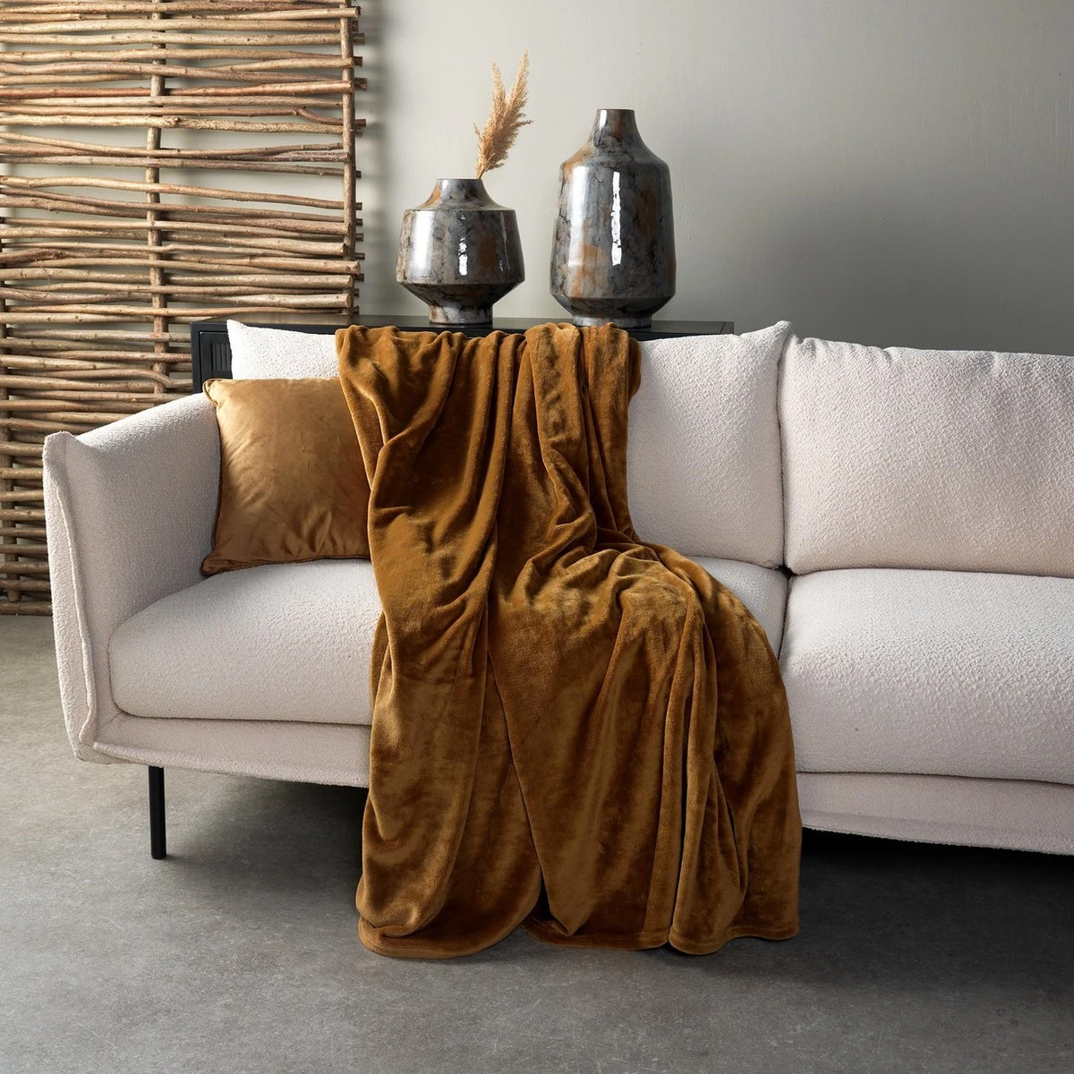 Dutch Decor - CHARLIE - Plaid Flannel Fleece XL - 200x220 Cm - Tobacco Brown - Bruin - Deken 5 Dutch Decor - CHARLIE - Plaid Flannel Fleece XL - 200x220 Cm - Tobacco Brown - Bruin - Deken - Afbeelding 3