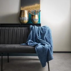 Dutch Decor - OSCAR - Plaid Insignia Blue 140x180 Cm - Blauw - Deken