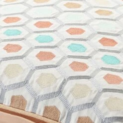 HUIK - Kussenhoes 45x45 Cm - Geborduurd Patroon - Zalm - Roze - Oranje - Terra - Beige - Blauw - Pasteltinten - 100% Katoen - Met Rits -Dutch Decor 1200x1200 62