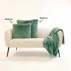 FLUFFY - Sierkussen Unikleur 45x45 Cm - Sagebrush Green - Groen - Inclusief Binnenvulling -Dutch Decor 1200x1200 68