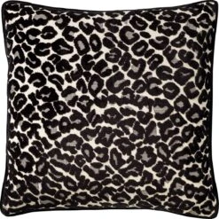 LEONA - Kussenhoes Velvet 45x45 Cm - Zwart - Raven - Panterprint - Exclusief Binnenkussen