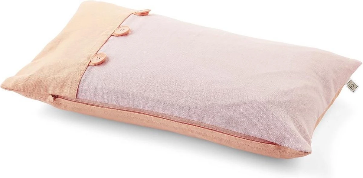 VARDEN - Sierkussen Met Knopen 30x50 Cm - Zalm - Roze - Oranje - Pasteltinten - 100% Katoen - Inclusief Binnenkussen 5 VARDEN - Sierkussen Met Knopen 30x50 Cm - Zalm - Roze - Oranje - Pasteltinten - 100% Katoen - Inclusief Binnenkussen - Afbeelding 3