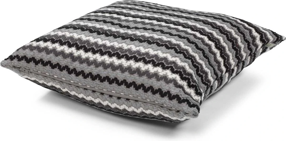 LENA - Kussenhoes Geborduurd 45x45 Cm - Donkergrijs - Grijs - Wit - Zwart - Exclusief Binnenkussen 7 LENA - Kussenhoes Geborduurd 45x45 Cm - Donkergrijs - Grijs - Wit - Zwart - Exclusief Binnenkussen - Afbeelding 5