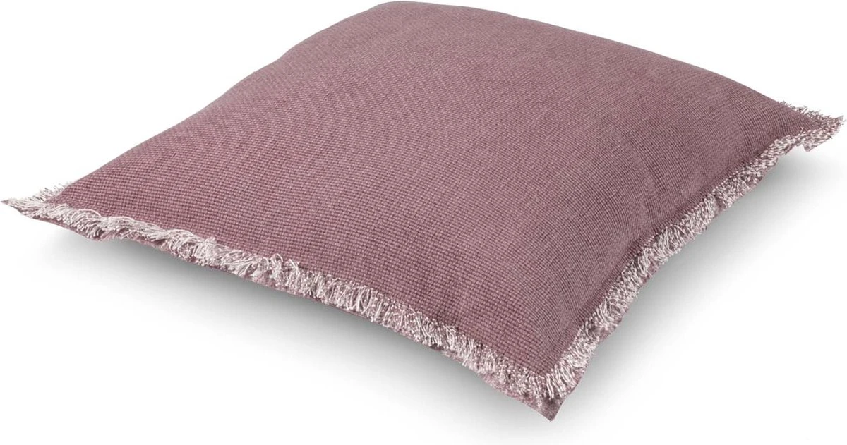 BURTO - Kussenhoes Van Gewassen Katoen Pruim 45x45 Cm - Roze - Met Rits 7 BURTO - Kussenhoes Van Gewassen Katoen Pruim 45x45 Cm - Roze - Met Rits - Afbeelding 5