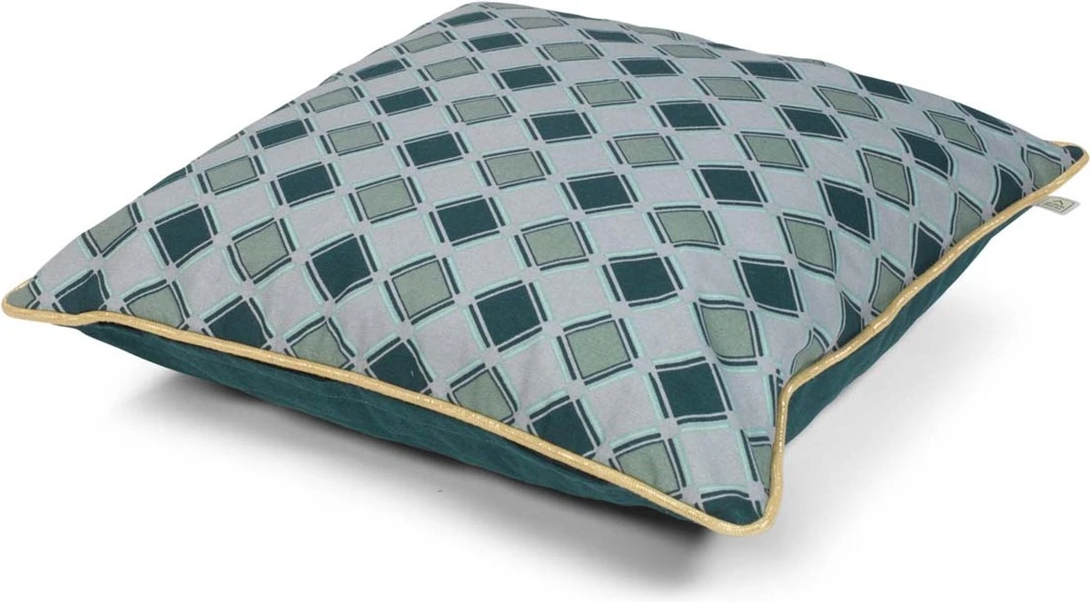 RUBEN - Kussenhoes Katoen - 45x45 Cm - Smaragd Groen - Met Goudkleurige Bies - Met Rits 6 RUBEN - Kussenhoes Katoen - 45x45 Cm - Smaragd Groen - Met Goudkleurige Bies - Met Rits - Afbeelding 4