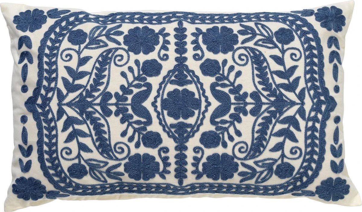 MIMI - Kussenhoes Van Katoen 30x50 Cm - Provincial Blue - Blauw En Wit - Exclusief Binnenkussen 3 MIMI - Kussenhoes Van Katoen 30x50 Cm - Provincial Blue - Blauw En Wit - Exclusief Binnenkussen