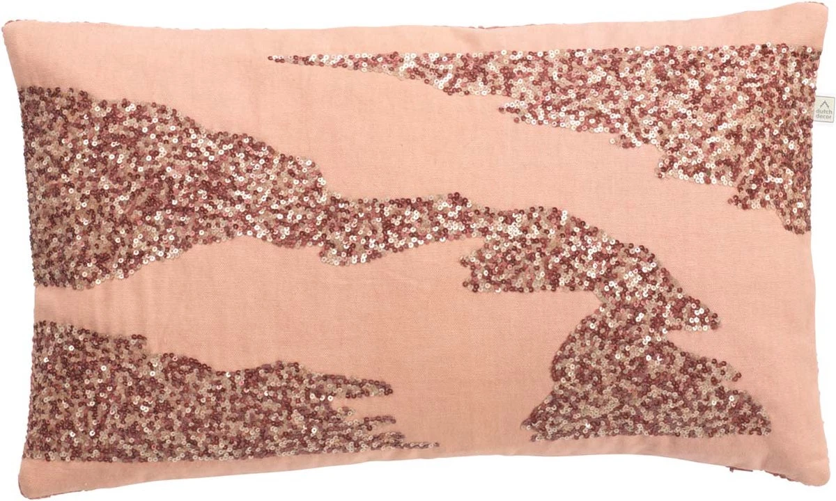 WERNA - Kussenhoes 30x50 Cm - Mahonie / Roze - Pailetten - Met Rits 3 WERNA - Kussenhoes 30x50 Cm - Mahonie / Roze - Pailetten - Met Rits