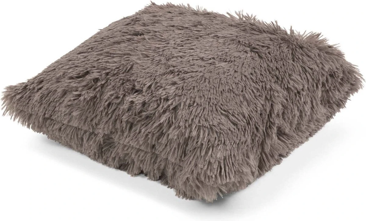 FLUFFY - Kussenhoes Unikleur 45x45 Cm - Driftwood - Taupe - Exclusief Binnenkussen 5 FLUFFY - Kussenhoes Unikleur 45x45 Cm - Driftwood - Taupe - Exclusief Binnenkussen - Afbeelding 3