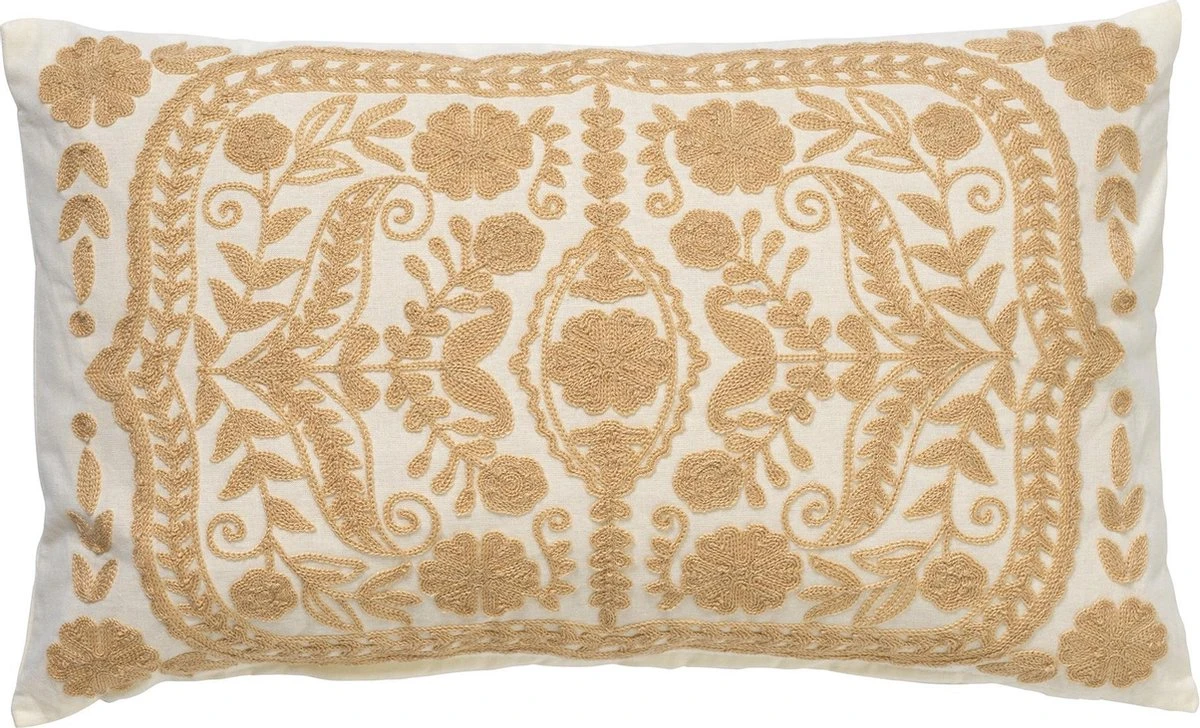 MIMI - Kussenhoes Van Katoen Tobacco Brown 30x50 Cm - Bruin En Wit - Exclusief Binnenkussen 3 MIMI - Kussenhoes Van Katoen Tobacco Brown 30x50 Cm - Bruin En Wit - Exclusief Binnenkussen