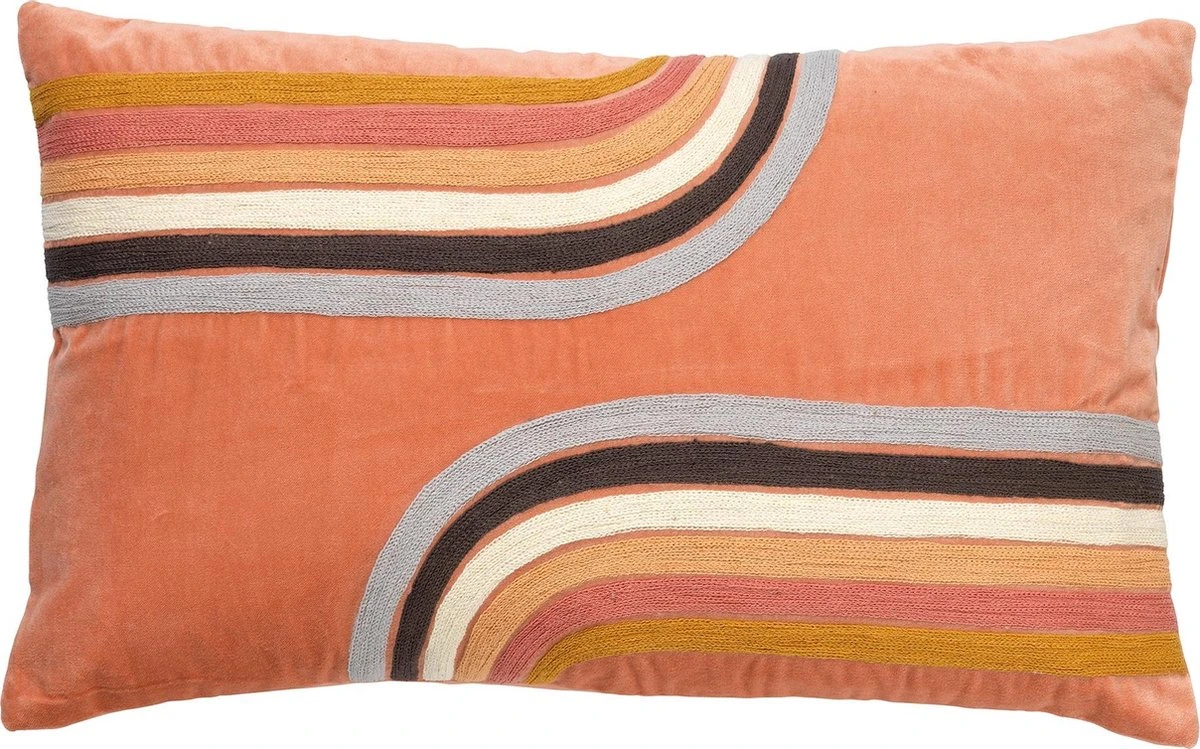 RENLY - Sierkussen Velvet - 40x60 Cm - Muted Clay - Roze - Retro Dessin - Inclusief Binnenvulling 3 RENLY - Sierkussen Velvet - 40x60 Cm - Muted Clay - Roze - Retro Dessin - Inclusief Binnenvulling