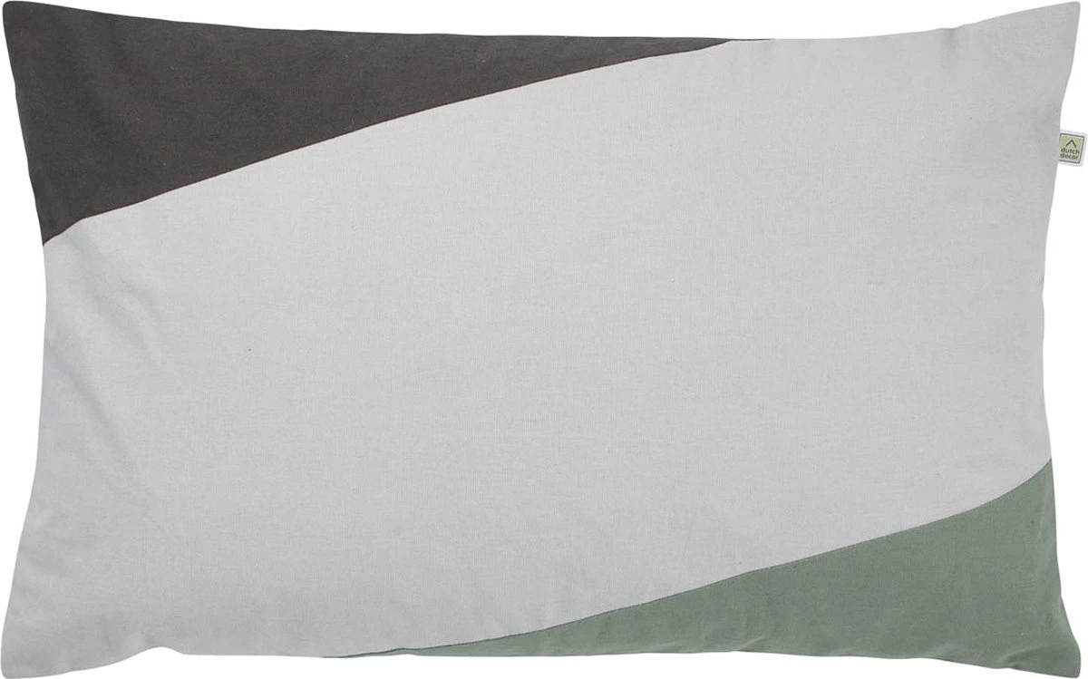 EFYT - Kussenhoes 40x60 Cm - Lichtgrijs - Wit - Groen - Met Rits