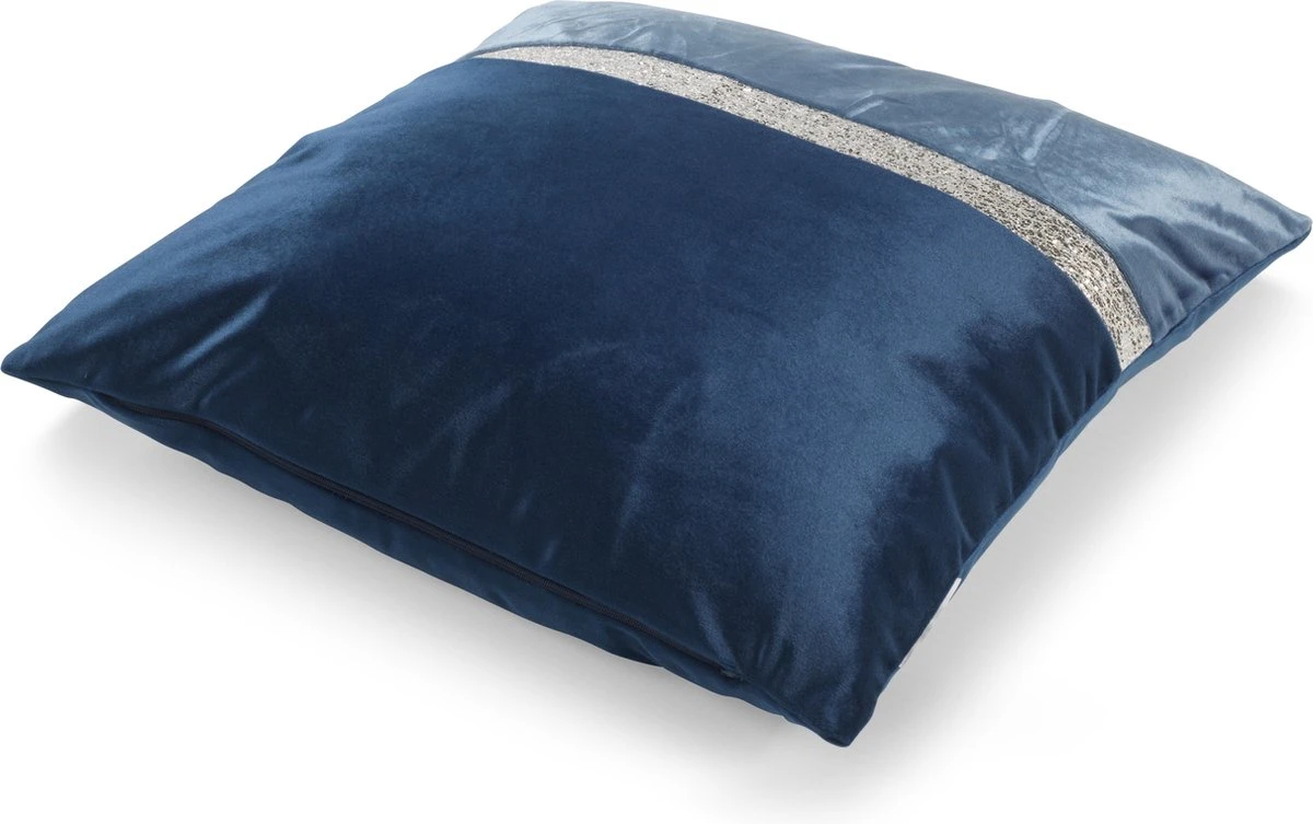SANDRINE - Kussenhoes Blauw 45x45 Cm - Exclusief Binnenkussen 7 SANDRINE - Kussenhoes Blauw 45x45 Cm - Exclusief Binnenkussen - Afbeelding 5