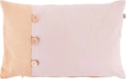 VARDEN - Sierkussen Met Knopen 30x50 Cm - Zalm - Roze - Oranje - Pasteltinten - 100% Katoen - Inclusief Binnenkussen