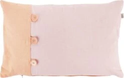 VARDEN - Kussenhoes Met Knopen 30x50 Cm - Zalm - Roze - Oranje - Pasteltinten - 100% Katoen - Exclusief Binnenkussen