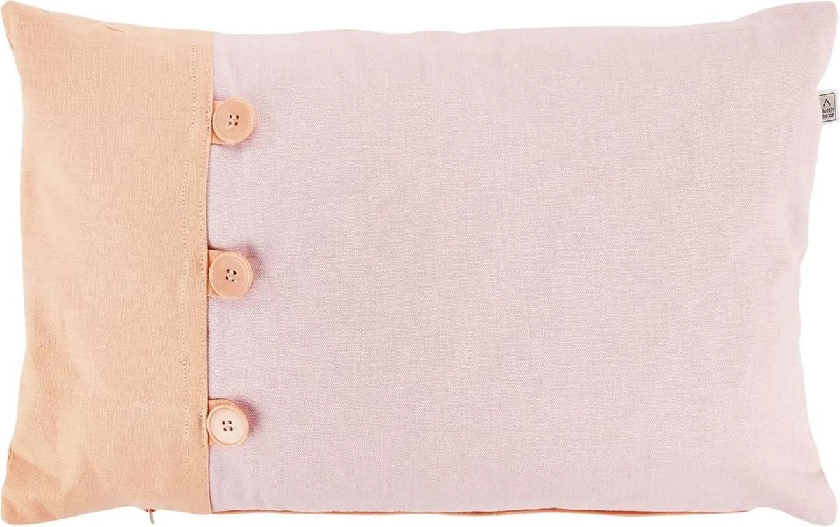 VARDEN - Sierkussen Met Knopen 30x50 Cm - Zalm - Roze - Oranje - Pasteltinten - 100% Katoen - Inclusief Binnenkussen 3 VARDEN - Sierkussen Met Knopen 30x50 Cm - Zalm - Roze - Oranje - Pasteltinten - 100% Katoen - Inclusief Binnenkussen