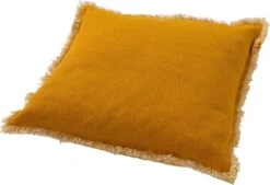 BURTO - Kussenhoes Van Gewassen Katoen Golden Glow 60x60 Cm - Geel - Exclusief Binnenkussen -Dutch Decor 1200x823