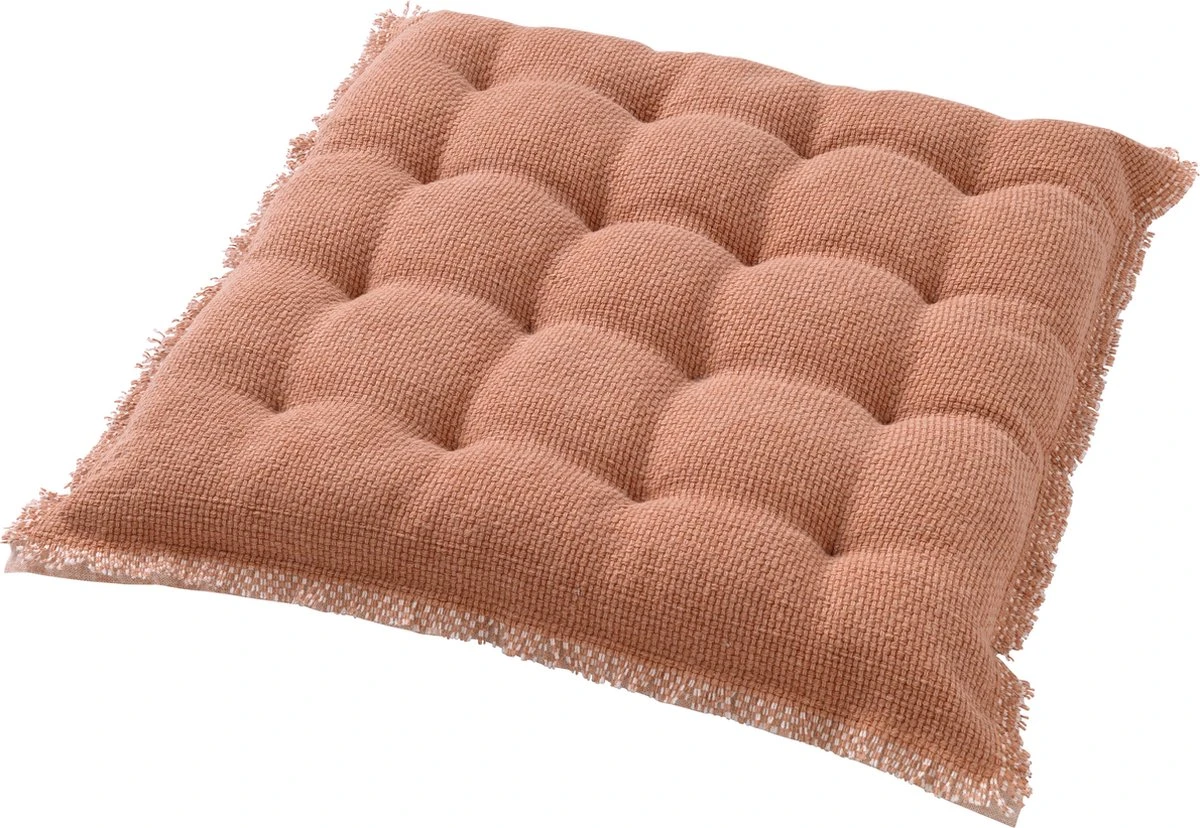 Set Van 4 - Dutch Decor BURTO - Stoelkussen Van Gewassen Katoen Muted Clay 40x40 Cm - Roze - Zitkussen 6 Set Van 4 - Dutch Decor BURTO - Stoelkussen Van Gewassen Katoen Muted Clay 40x40 Cm - Roze - Zitkussen - Afbeelding 4