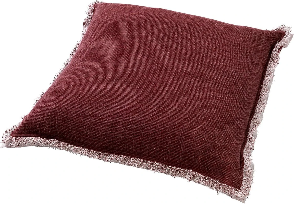 BURTO - Kussenhoes Van Gewassen Katoen Merlot 60x60 Cm - Rood - Exclusief Binnenkussen 9 BURTO - Kussenhoes Van Gewassen Katoen Merlot 60x60 Cm - Rood - Exclusief Binnenkussen - Afbeelding 7