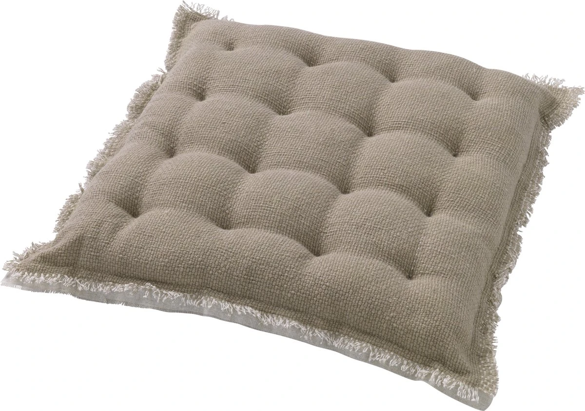 Set Van 4 - Dutch Decor BURTO - Stoelkussen Van Gewassen Katoen Pumice Stone 40x40 Cm - Beige - Zitkussen 6 Set Van 4 - Dutch Decor BURTO - Stoelkussen Van Gewassen Katoen Pumice Stone 40x40 Cm - Beige - Zitkussen - Afbeelding 4