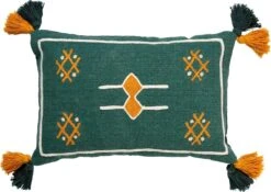 ZINA - Sierkussen Katoen 40x60 Cm - Sagebrush Green - Groen - Kussen Met Flosjes - Inclusief Binnenvulling