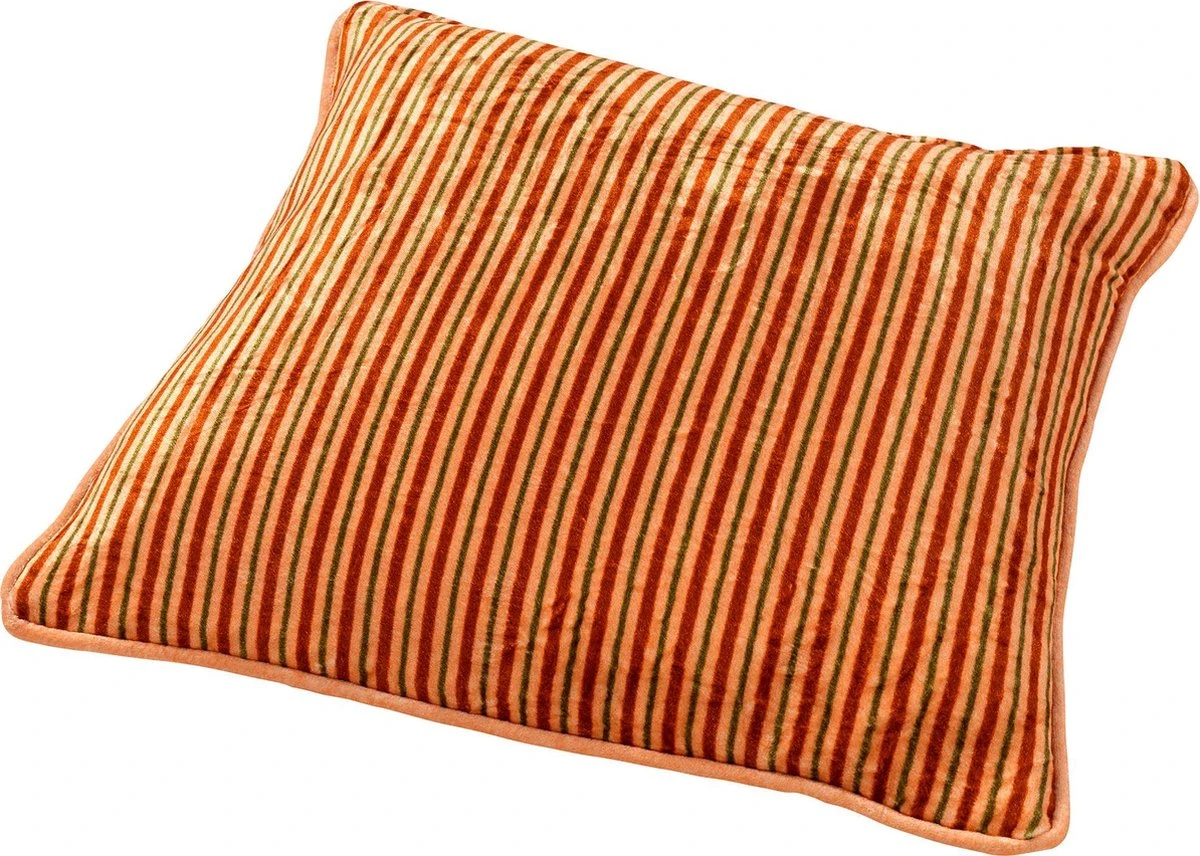 MEIS - Kussenhoes 45x45 Cm - Velvet Bloemen - Dusty Pink - Roze - Rood - Streepjes - Met Rits 5 MEIS - Kussenhoes 45x45 Cm - Velvet Bloemen - Dusty Pink - Roze - Rood - Streepjes - Met Rits - Afbeelding 3