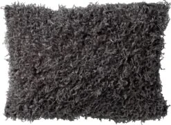 VEERA - Sierkussen Met Imitatiebont Charcoal Grey 30x50 Cm - Grijs - Inclusief Binnenvulling
