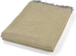 Dutch Decor - FONS - Plaid 130x180 Cm - Oker - Geel - Grijs - Franjes - Deken