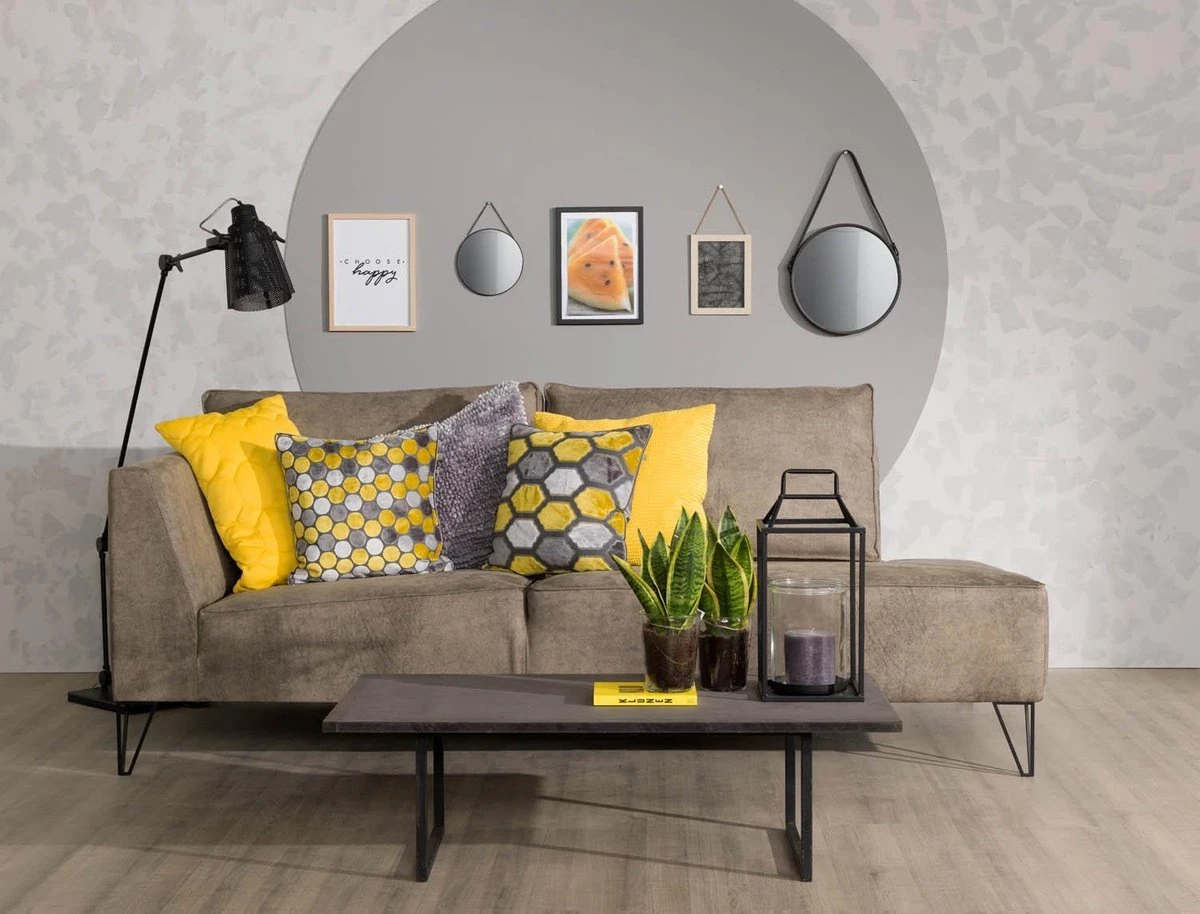 SEPPE - Sierkussen Velvet 45x45 Cm - Geel - Lemon - Antraciet - Grijs - Bolletjes - Inclusief Binnenkussen 7 SEPPE - Sierkussen Velvet 45x45 Cm - Geel - Lemon - Antraciet - Grijs - Bolletjes - Inclusief Binnenkussen - Afbeelding 5