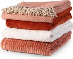 Dutch Decor - EVONY - Plaid 140x180 Cm - Muted Clay- Roze - Zigzag Patroon - Franjes - Deken -Dutch Decor 1200x970