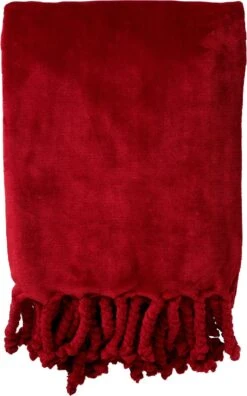Dutch Decor - FLORIJN - Plaid Fleece 150x200 Cm - Chili Pepper - Rood - Superzacht - Met Franjes - Deken