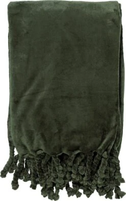 Dutch Decor - FLORIJN - Plaid Fleece 150x200 Cm - Mountain View - Donkergroen - Superzacht - Met Franjes - Deken