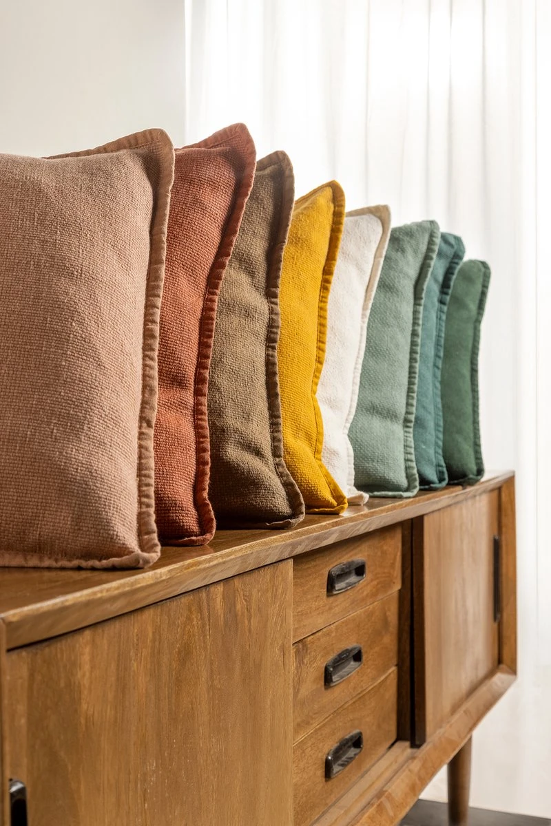 BOWIE - Kussenhoes Gewassen Katoen 45x45 Cm - Tobacco Brown - Bruin - Exclusief Binnenkussen 8 BOWIE - Kussenhoes Gewassen Katoen 45x45 Cm - Tobacco Brown - Bruin - Exclusief Binnenkussen - Afbeelding 6