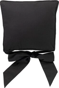 Dutch Decor - JAVAAN - Stoelkussen Met Lint Raven 45x45 Cm - Zwart - Zitkussen