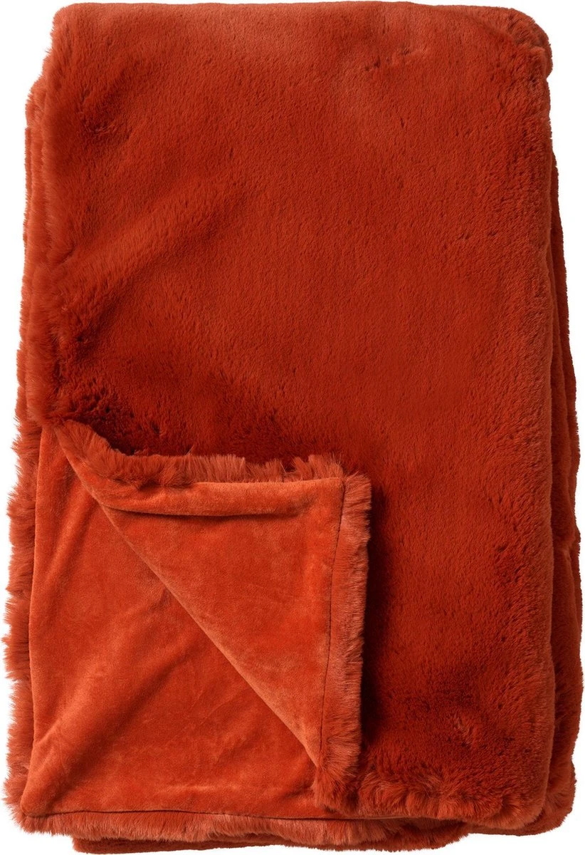 Dutch Decor - ZINZI - Plaid Unikleur 140x180 Cm Potters Clay - Oranje - Deken 3 Dutch Decor - ZINZI - Plaid Unikleur 140x180 Cm Potters Clay - Oranje - Deken