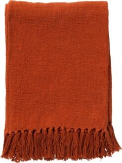 Dutch Decor - JUNE - Plaid Van Katoen 140x180 Cm Potters Clay - Oranje - Deken