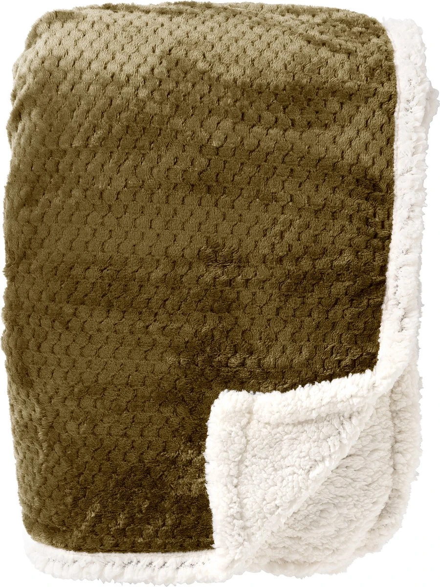 Dutch Decor - CODY - Plaid Military Olive 150x200 Cm - Groen - Teddy - Deken 3 Dutch Decor - CODY - Plaid Military Olive 150x200 Cm - Groen - Teddy - Deken