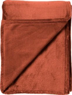 Dutch Decor - CHARLIE - Plaid Flannel Fleece XL - 200x220 Cm - Potters Clay - Oranje - Deken